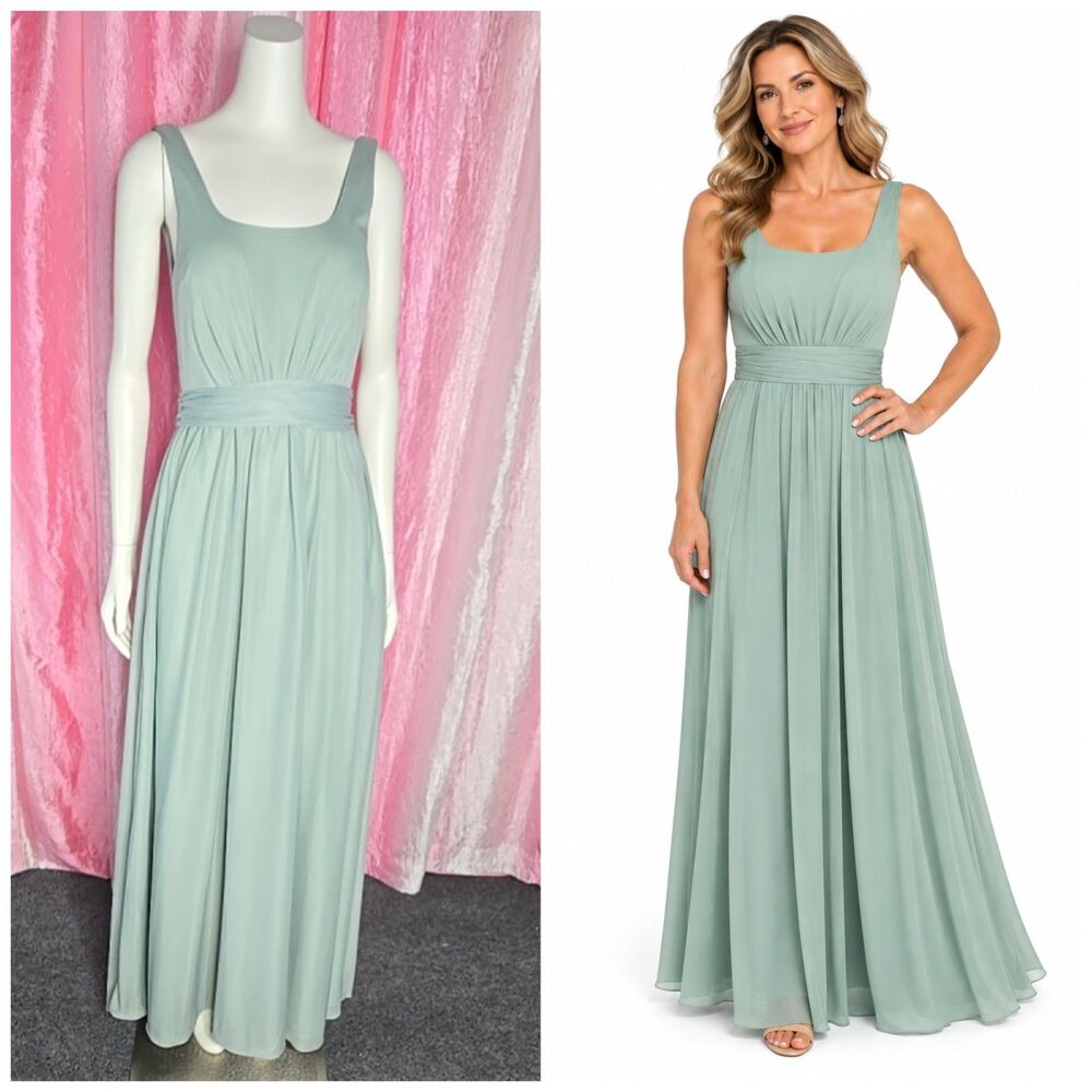 Birdy Sage Green Chiffon Formal Prom Dress Size Small